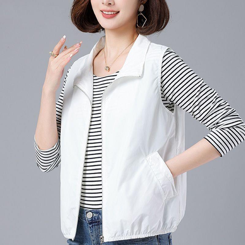 Middle-Aged Mother's Summer Short Lightweight Vest for Women Casual Large Size Loose Versatile Foreign Style Outer Wear Sun Protection Vest