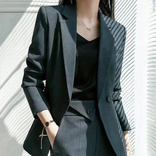 黑色西装外套女春秋新款职场气质女神范面试正装西服职业套装厂家