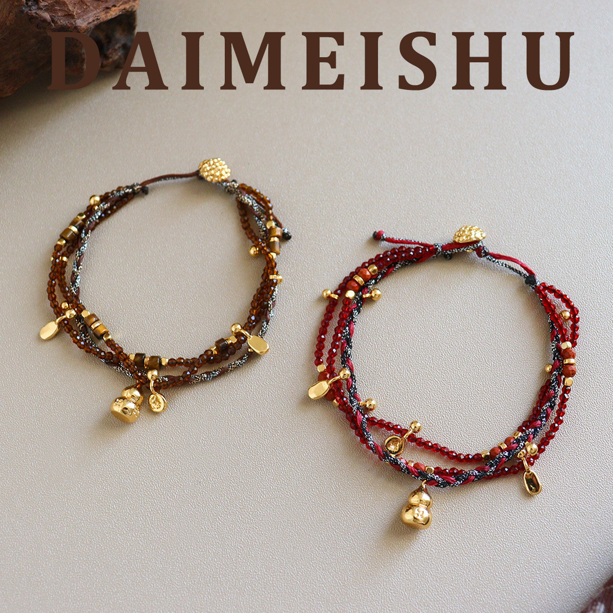 Original Year of the Horse Retro Exquisite Hand-Woven Red Rope Gourd Bracelet Accessible Luxury High-End Multi-Layer New Year Bracelet for Women