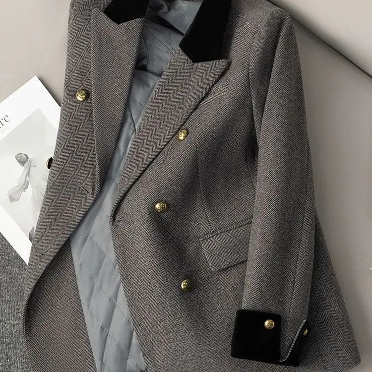 Women's Blazer Women's Jacket Design Western Style 2025 New Loose Gray Gray Autumn and Winter Casual Suit