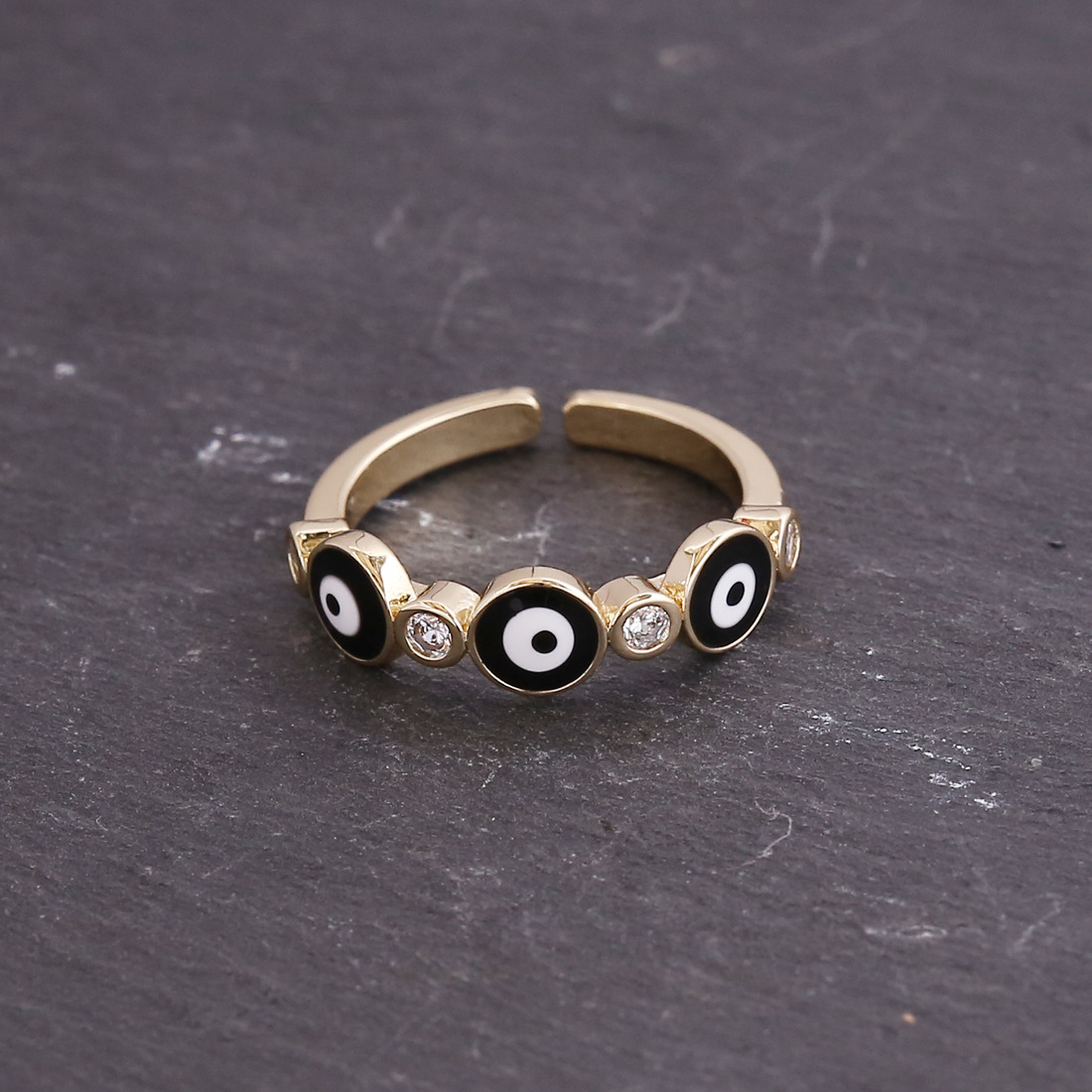 Bijoux Européens Et Américains Bague En Zircone Micro-incrustée En Cuivre Oeil Du Diable Féminin En Gros display picture 9