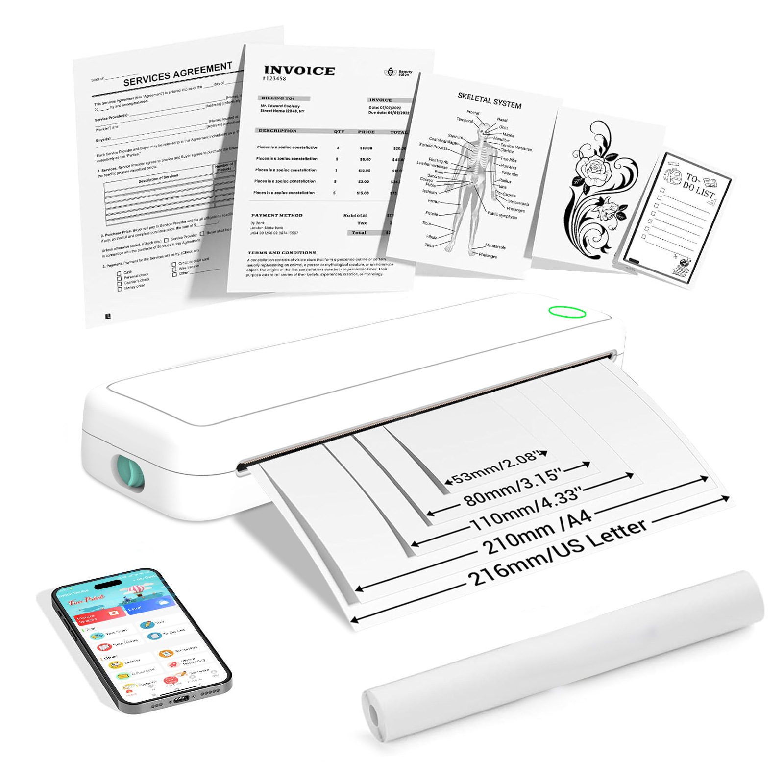 Nueva impresora A4 portátil M15, estudiante pequeño, pregunta incorrecta, archivo de bolsillo, impresora térmica Bluetooth al por mayor