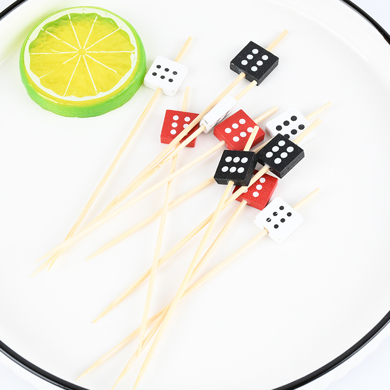 Fruitstick creativo al por mayor Fruitstick desechable horquilla Foodstuff bambú productos de bambú multicolor