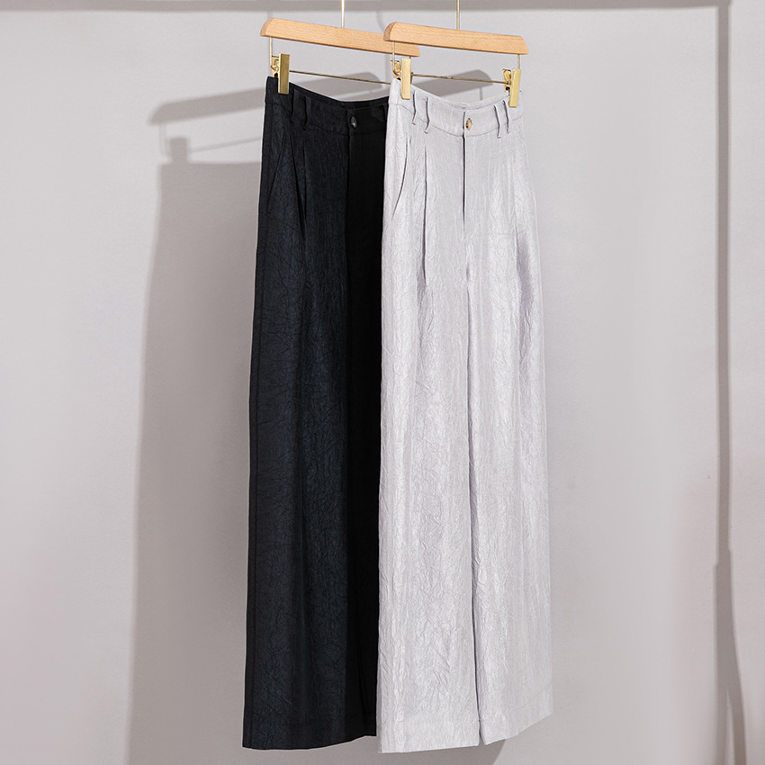 GraceChic Acetate Suit Wide-Leg Two-Piece High-End Feel Top Straight-Leg Pants Casual Elegant Summer Women's Outfit Set_voghion.com