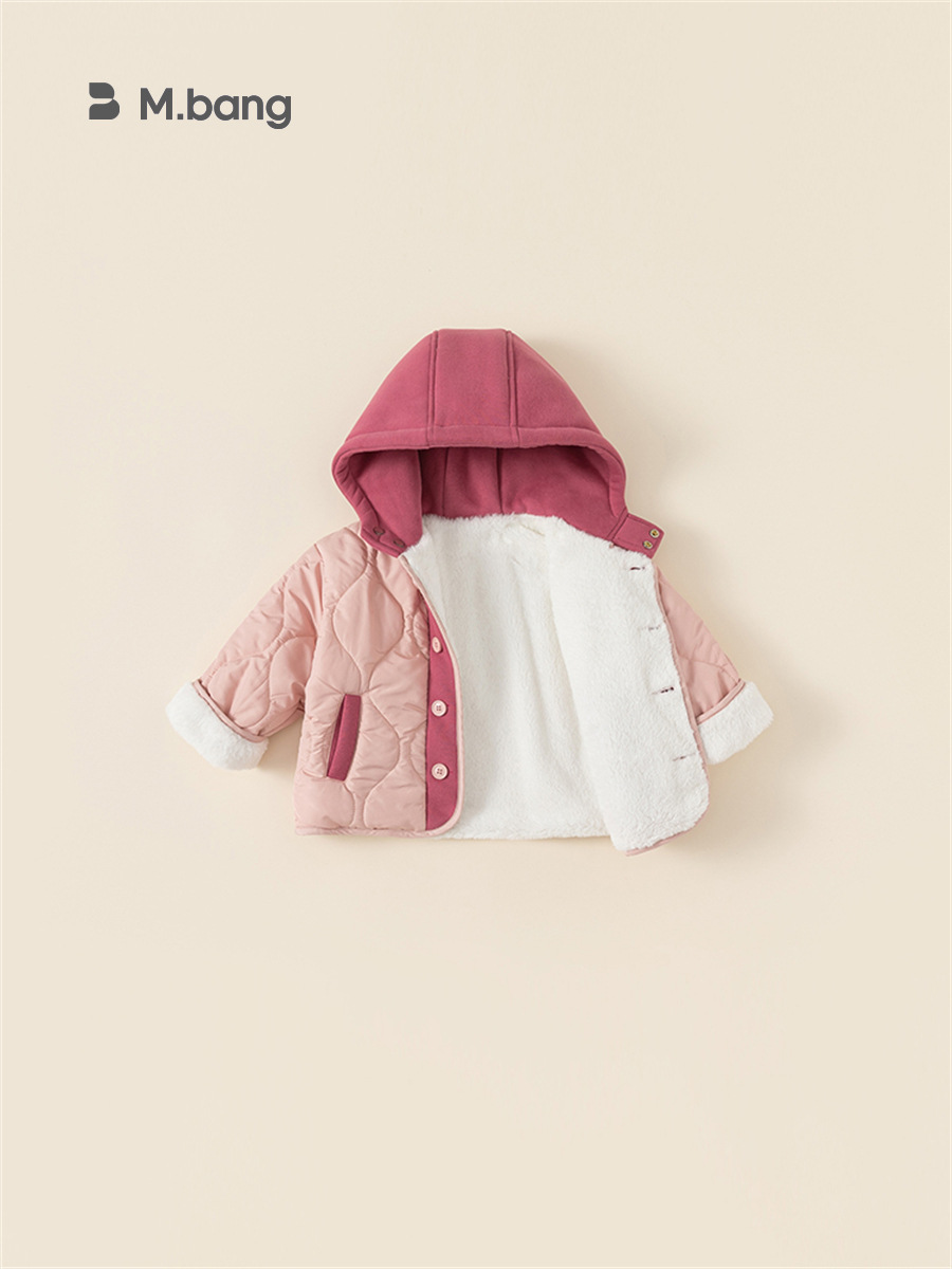 Youbao Ropa Infantil Chaqueta de Algodón de Invierno Nuevo Estilo Coreano Abrigo de Algodón Grueso con Bloques de Color para Niñas Elegante DY23127