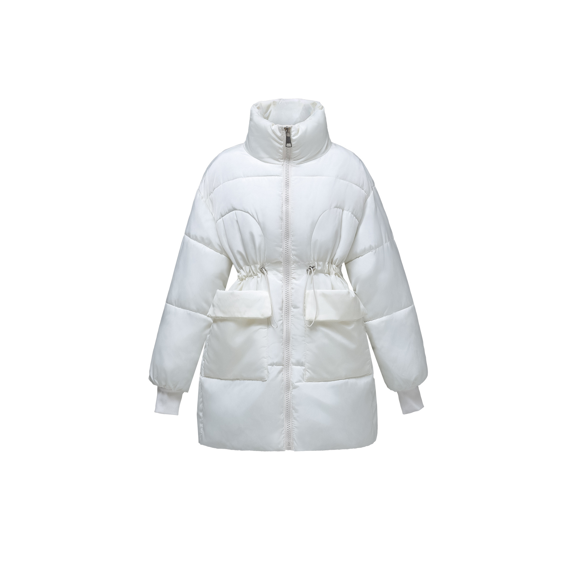 2025 ropa de invierno media larga suelta literatura manga larga ropa de pan caliente ropa de algodón gruesa ropa de algodón de cuello vertical coreano ropa de moda de mujeres