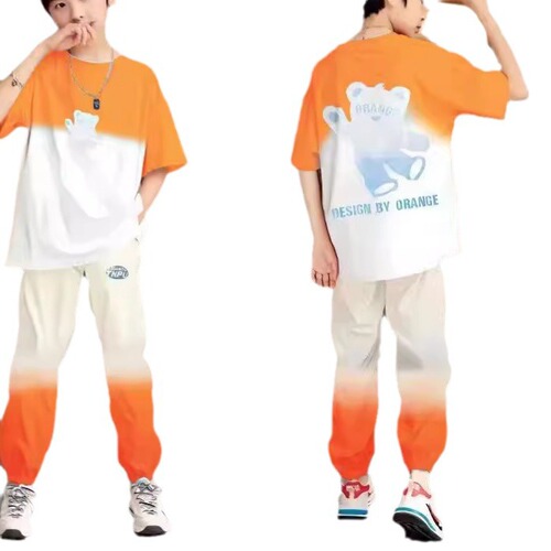 Children's Summer Outfit for Boys - Two-Piece Set, Loose Gradient, Trendy and Casual, Korean Style