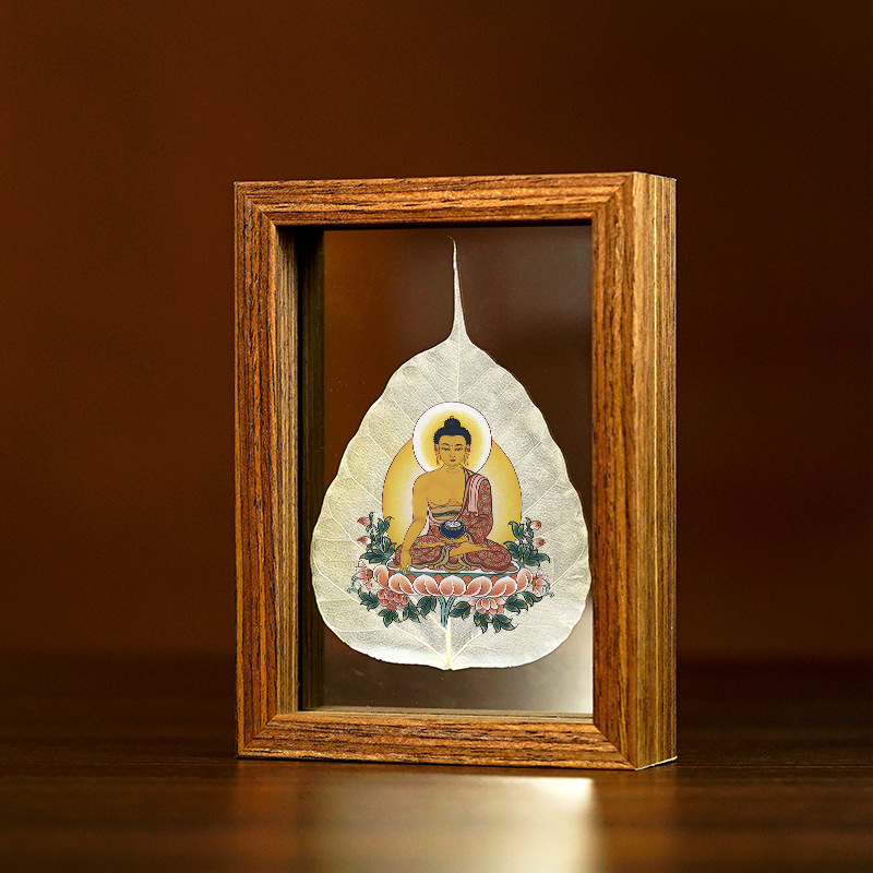 La Tabla pintada madera de la decoración de la hoja de Bodhi Zodiaco Dios amarillo del espécimen de la hoja de la riqueza puede ser cuadro fijo alta tabla transparente de la decoración de cristal
