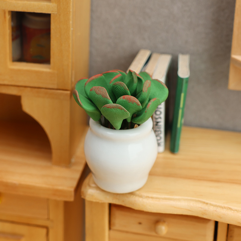 1:12 Dollhouse Mini Furniture Room Decoration Accessories Clay Flower Pot Ornaments Artificial Flowers 3