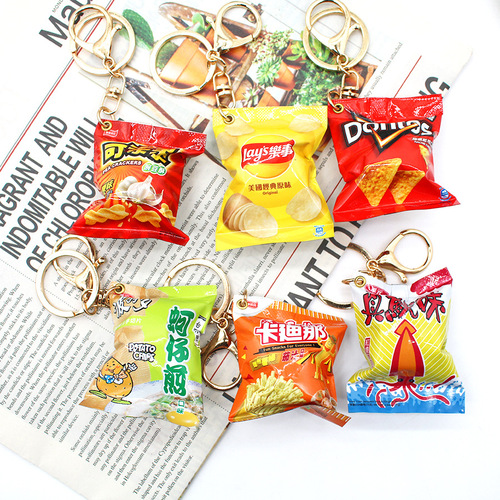 Food and play snack bag keychain Taiwan Cardinal Cola fruit bag simulated food pendant claw machine ornaments