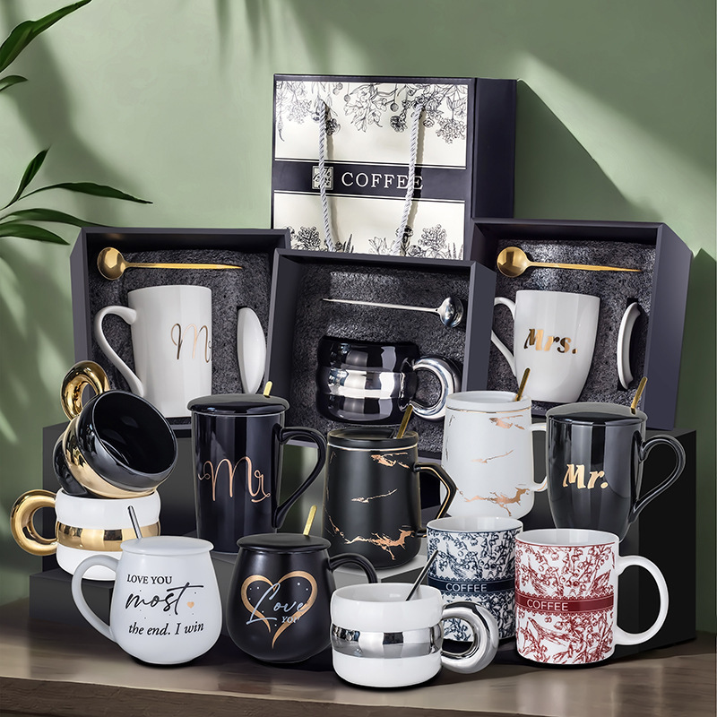 Cross-Border Mug, Ceramic Cup, High-Looking Water Cup, Coffee Cup, Opening Event Small Gift, Souvenir Cup, Gift Box