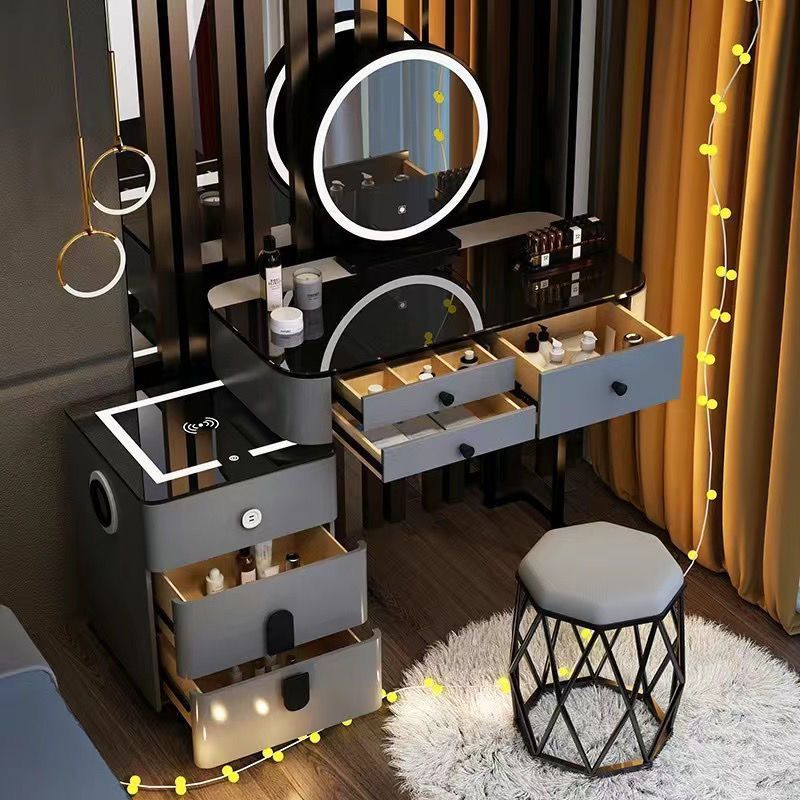 그레이 및 블랙 98.99 테이블 + 스마트 캐비닛 + 거울 + 새둥지