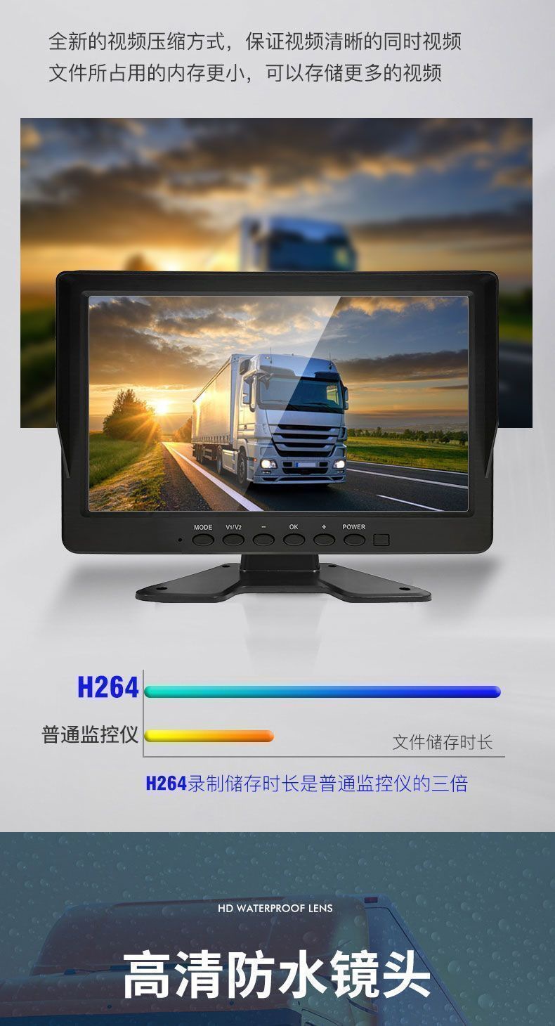 High-Definition Night Vision Dashcam for Large and Small Trucks, Dual Front and Rear Cameras, Integrated Reversing Camera for Semi-Trailers, 24V/12V