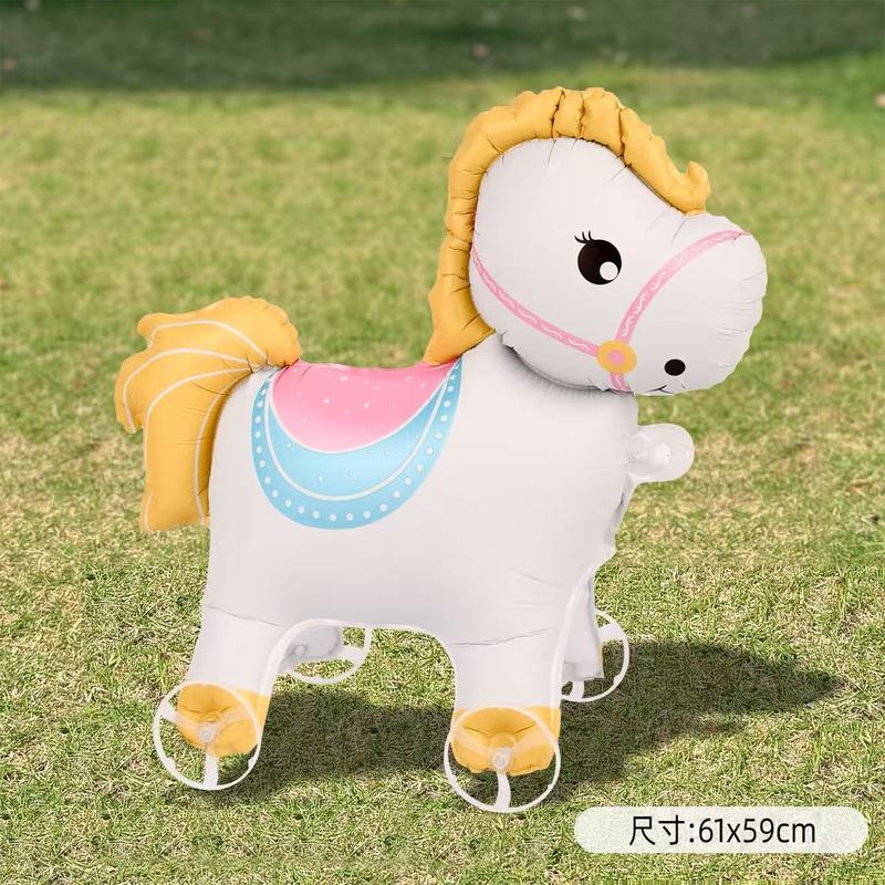新しいスタイルの子供の赤ちゃんの誕生日車輪付き漫画ウォーキング動物バルーン装飾シーンレイアウトインターネット有名人の屋台商品|undefined
