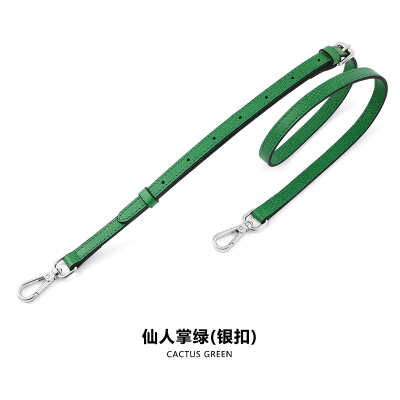 A- 48 first layer leather 1.2cm adjustable cactus green silver buckle