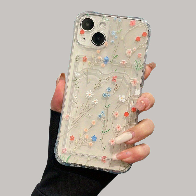 彩色花藤适用苹果16/15/14/13/12promax卡包插卡手机壳iphone11软