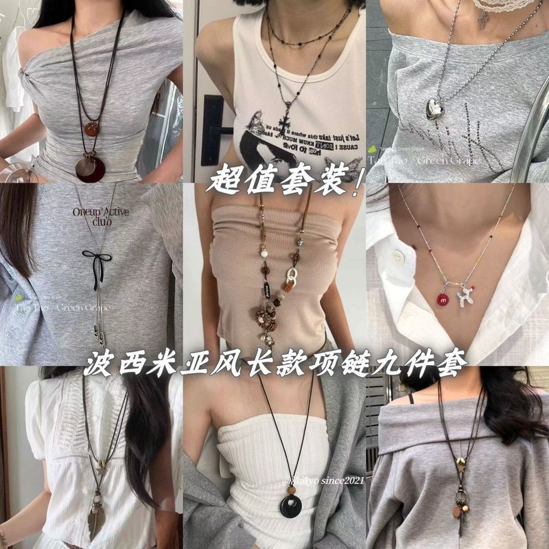 Retro Old Bow Metal Necklace Ethnic Style Bohemian Simple Versatile Long Ring Pendant 2025 Retro Old Bow Metal Necklace Ethnic Style Bohemian Simple Versatile Long Ring Pendant 2025