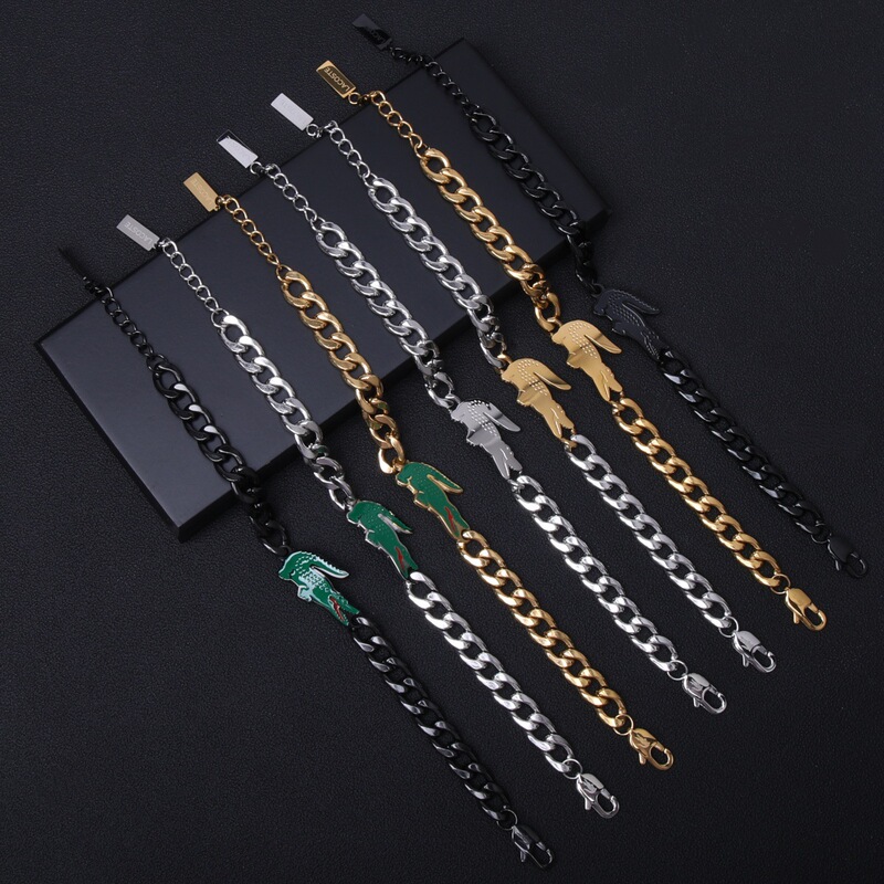 European and American Style Titanium Steel Crocodile Bracelet for Men, Versatile Adjustable Trendy Steel Chain Jewelry, Light Luxury Style European and American Style Titanium Steel Crocodile Bracelet for Men, Versatile Adjustable Trendy Steel Chain Jewelry, Light Luxury Style