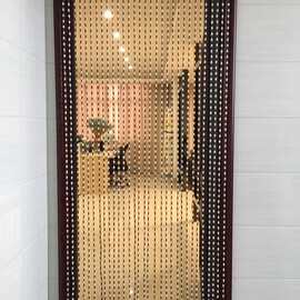 桃木门帘餐厅实木珠帘半截帘玄关客厅隔断帘子卧室卫生间装饰门帘