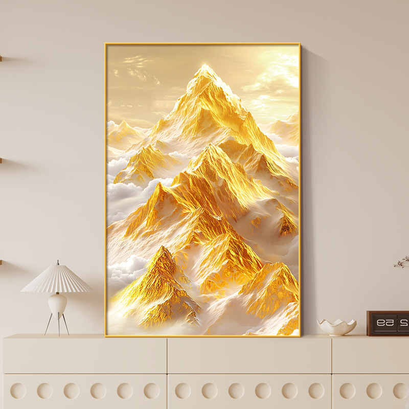 日照金山挂画客厅装饰画现代简约沙发背景画高级感背有靠山玄关画|undefined