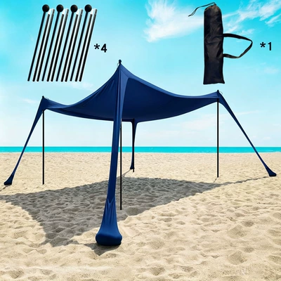 Sunshade Outdoor Tent, Portable One-Piece Avtomobil yan çətirləri - new-navy-blue-4-iron-200160150cm