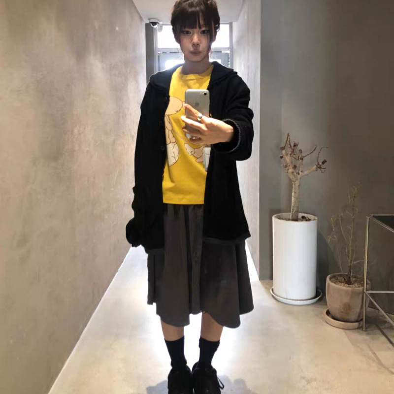 Shi Yi·3T Korean-style versatile retro pocket skirt, Dongdaemun autumn new solid color slimming A-line umbrella skirt Shi Yi·3T Korean-style versatile retro pocket skirt, Dongdaemun autumn new solid color slimming A-line umbrella skirt