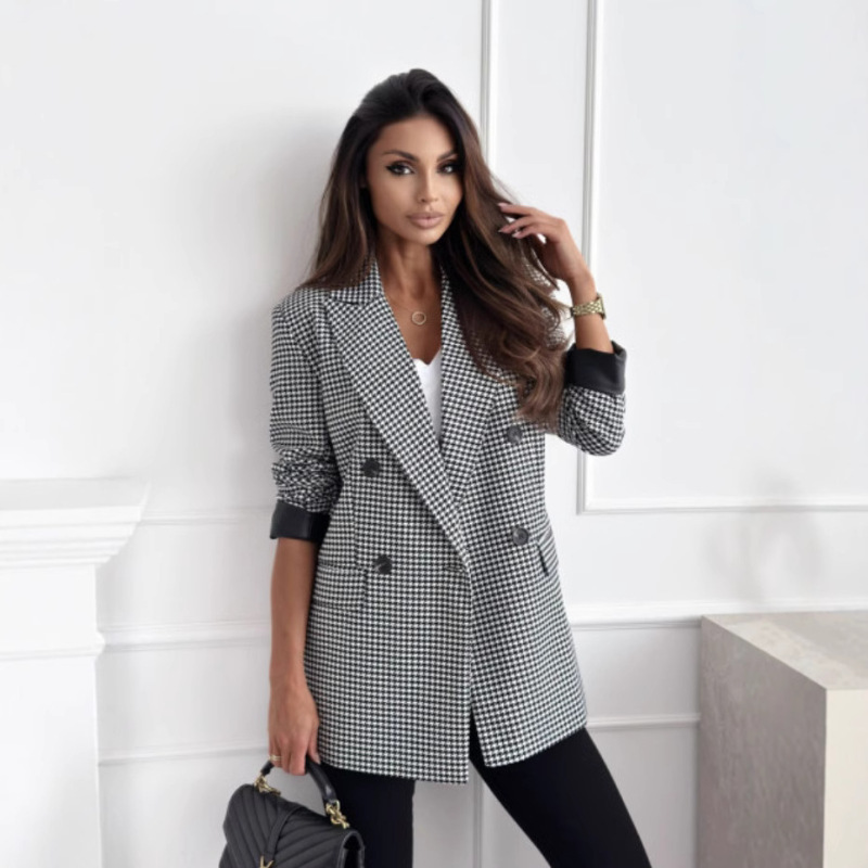 2026 Spring and Autumn Cross-Border Women's Fashion Suit Amazon Aliexpress Hot-Selling Long-Sleeve Casual Double-Breasted Blazer 2026 Spring and Autumn Cross-Border Women's Fashion Suit Amazon Aliexpress Hot-Selling Long-Sleeve Casual Double-Breasted Blazer