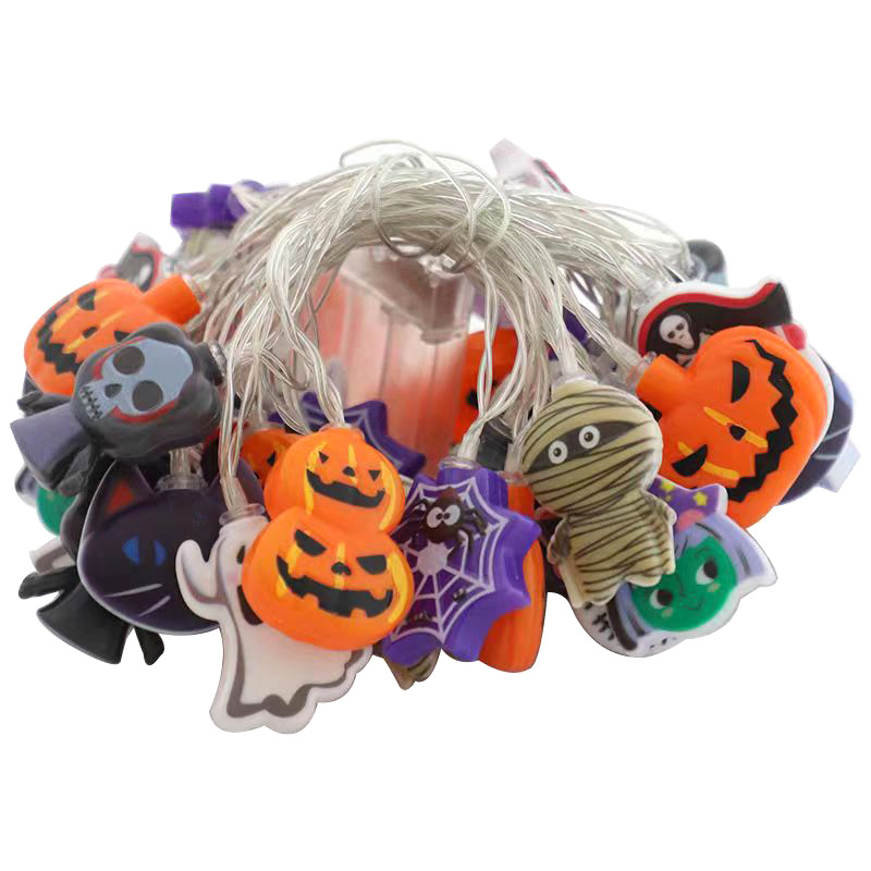 Luz decorativa de Halloween led fantasma telaraña colgante esqueleto calabaza bruja atmósfera lámpara cadena de escenas decoración