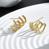 Fashionable design silver needle, zirconium, earrings, silver 925 sample, trend of season, 750 sample gold, wholesale, European style