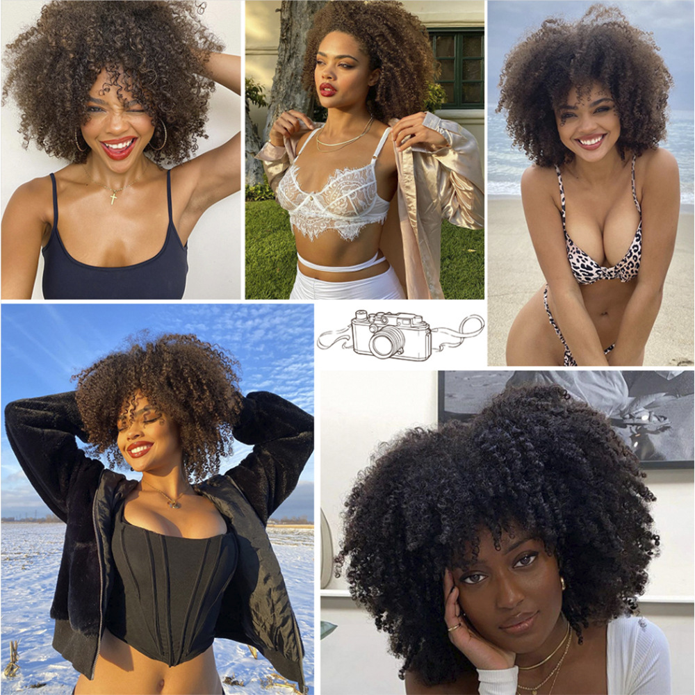 Parrucca sintetica afro corta per donna stile africano_voghion.com