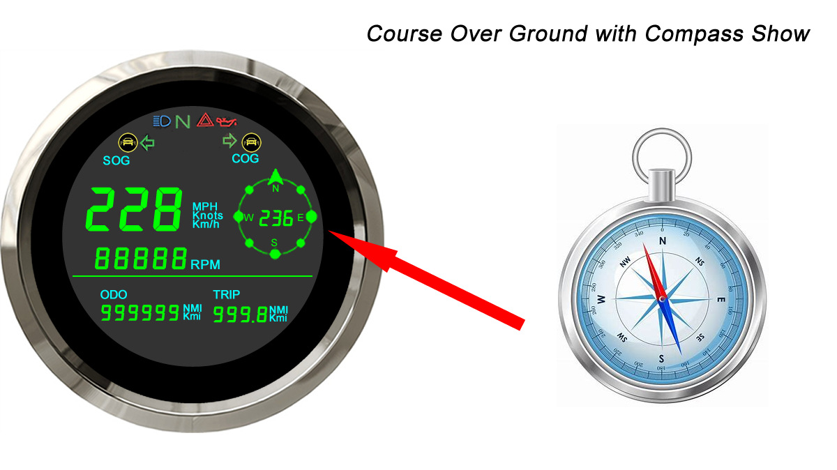 Motorcycle 85mm GPS speedometer total mileage Subtotal mileage speed speed two-in-one multifunctional LCD meter