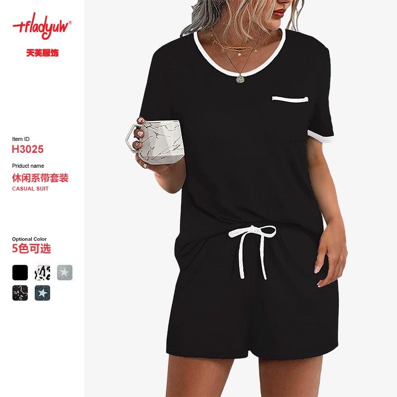 Yozgi T-shirt + shorts oqish to'plami