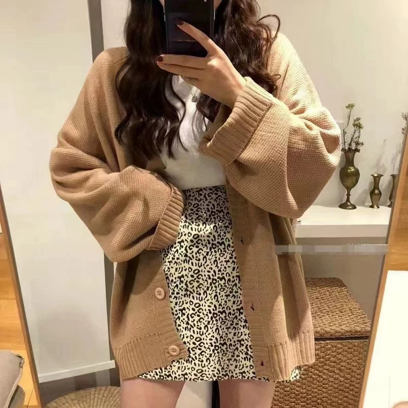韩版秋冬慵懒风针织开衫纯色时尚休闲宽松百搭毛衣外套女通勤风|undefined