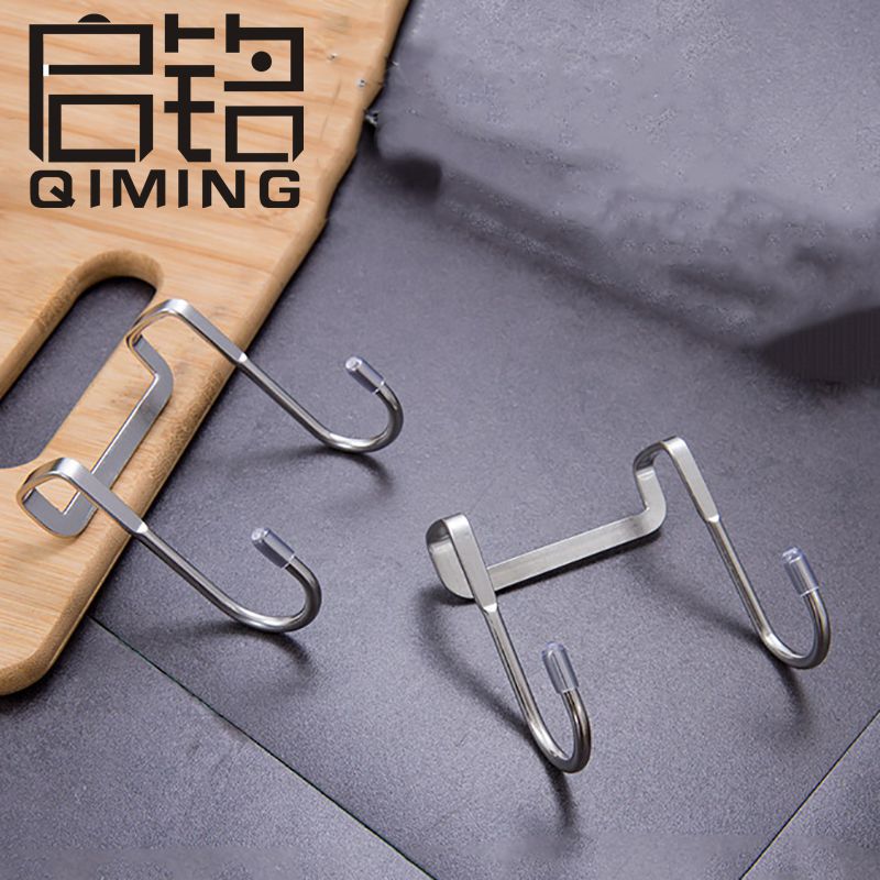 304 stainless steel cabinet storage hooks kitchen multi-purpose drill-free towel hanger clothes rack home use door hook