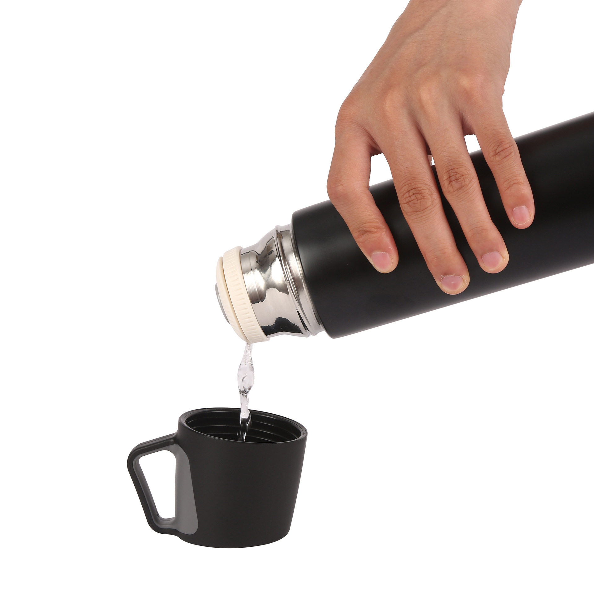 Viajes al aire libre taza de agua deportiva con mango de té separación de agua taza portátil 304 taza de aislamiento al vacío de acero inoxidable