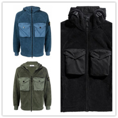跨境Stone  石头FW经典LOGO徽章连帽羊羔绒棉服夹克外套岛秋冬