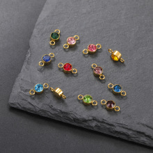 外贸出口热销批发锆石水钻玻璃小吊坠DIY手链项链挂件材料不锈钢