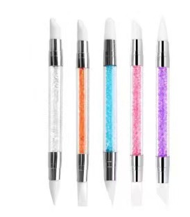 Pincel de Silicona para Uñas de Acrílico de Doble Cabeza Multifuncional para Manicura