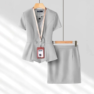 新款职业装西装套装女夏季短袖气质通勤工作服薄款高端珠宝店