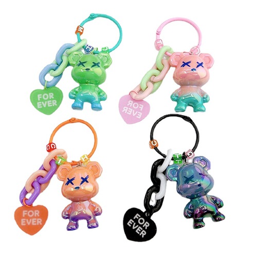 Yi Lian's new candy-colored acrylic bear keychain pendant pearlescent electroplated bear bag pendant student gift
