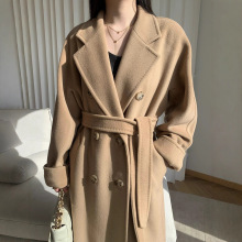 新款M家同款双面羊绒大衣女中长款2025秋冬赫本风毛呢外套101801