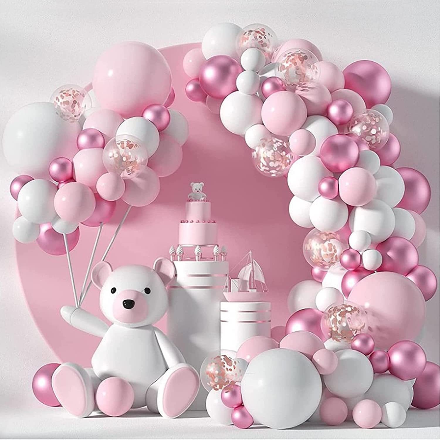 Amazon Cross Border Party Balloon Wholesale Pink Metal Pink Sequin Balloon Baby Girl Shower Decoration Birthday Arrangement