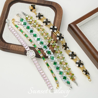 Plated 18K Gold Rhinestone Spacer — Zərgərlik ara hissələri