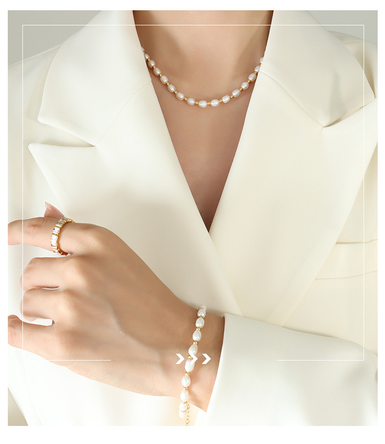 Simple Style Geometric Titanium Steel Beaded Bracelets Necklace