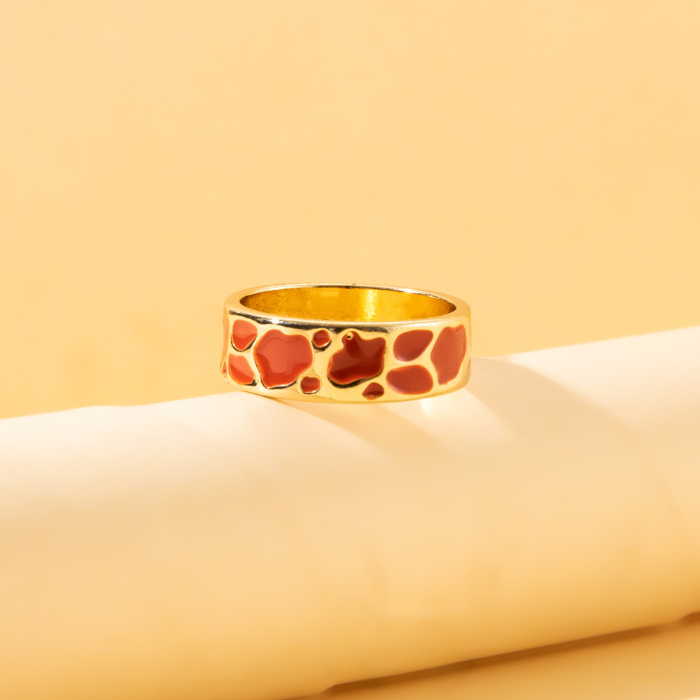 Fashion Mushroom Ring Cartoon Letter Leopard Pattern Dripping Oil Ring display picture 7