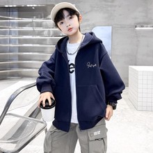 男童外套秋冬款2025新款中大儿童秋季连帽上衣男孩秋装卫衣开衫潮