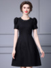 Zhili Bubble Sleeves Little Black Dress 2024 New High end Luxury Temperament Handmade Nail Diamond High Waist Umbrella S