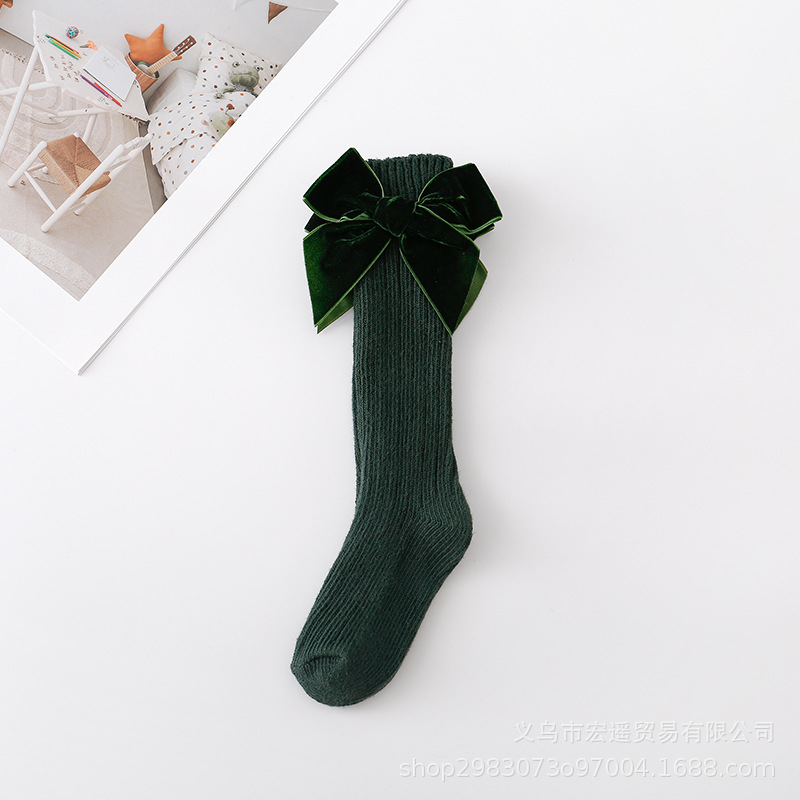 녹색 플란넬 활 양말