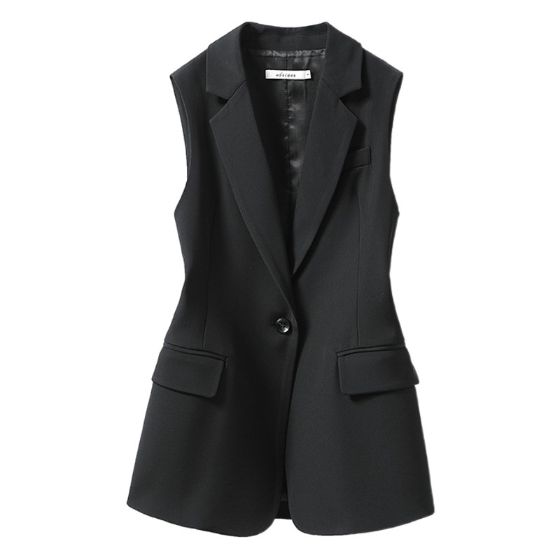 Traje negro Chaleco de las mujeres abrigo desgaste exterior Chaleco de las mujeres 2023 nuevo traje de primavera y otoño de las mujeres desgaste exterior chaleco pequeño