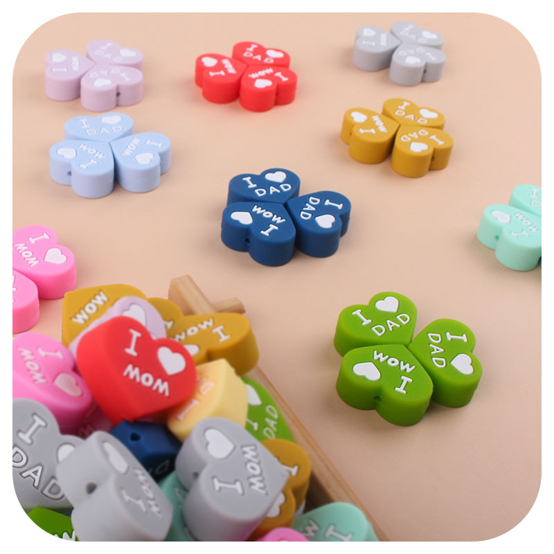 Bebé suministros DIY doble cara papá mamá amor cuentas bebé molar pulsera pezón cadena anti-gota cadena Accesorios